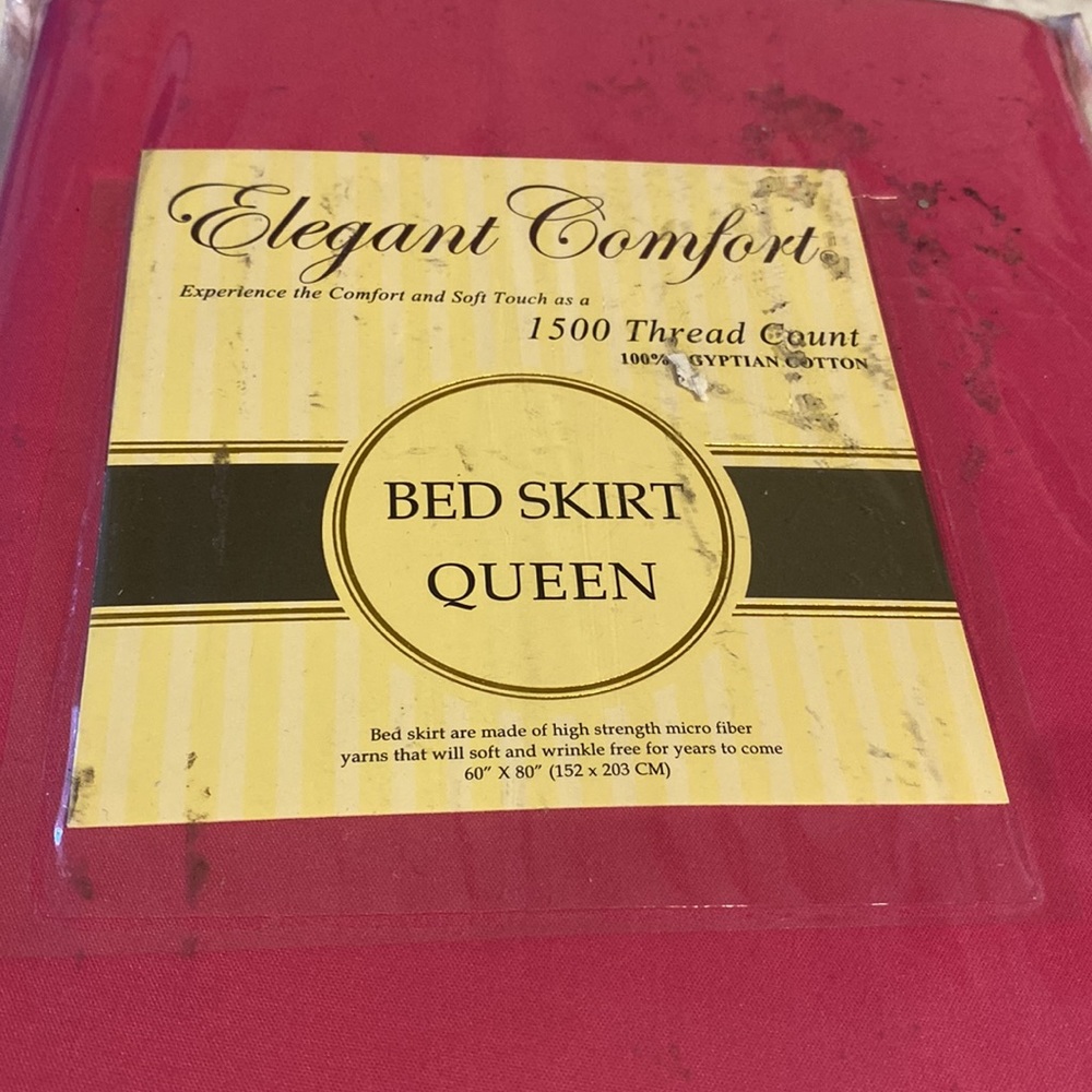 SALE NWT Elegant Comfort Queen Bed Skirt Pink 1500 Thread Count Egyptian Cotton - Picture 2 of 4